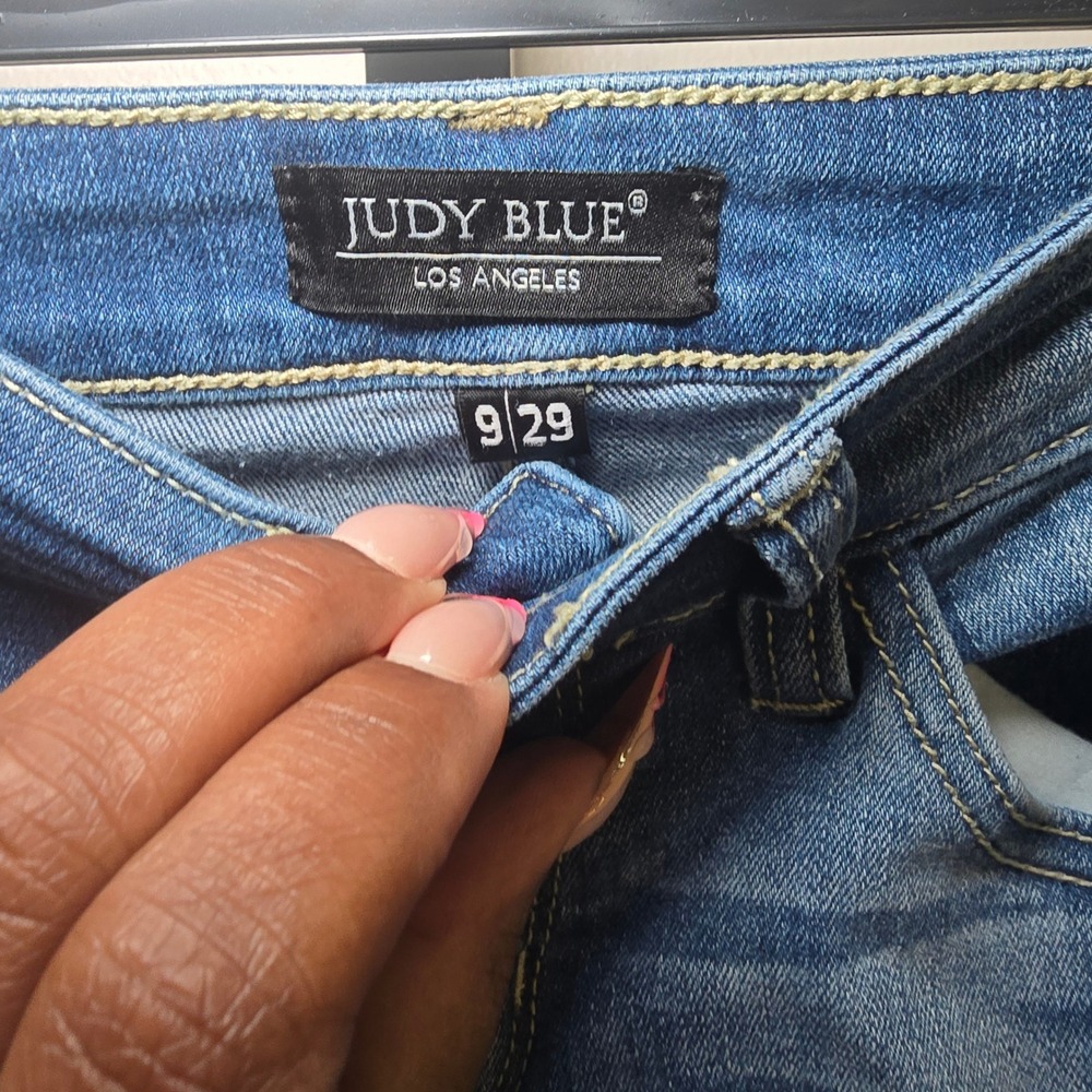 Judy Blue Womens Skinny Jeans Medium Wash‎ Distressed Size 9/29 Denim Pants